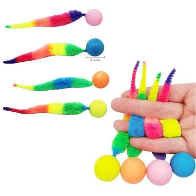 Interactive Cat Toy Ball – Colorful Bouncing Worm Teaser for Indoor Cats