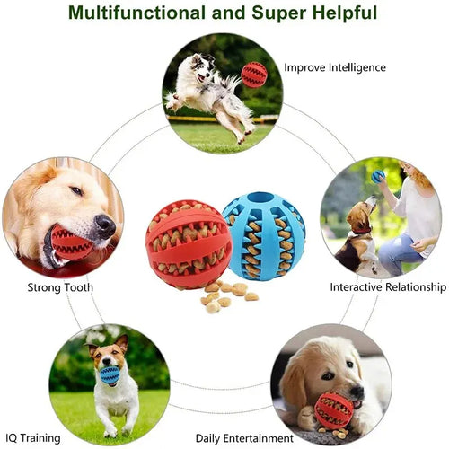 Interactive Dog Treat Dispenser Ball | Dental Chew Tooth Cleaning Toy