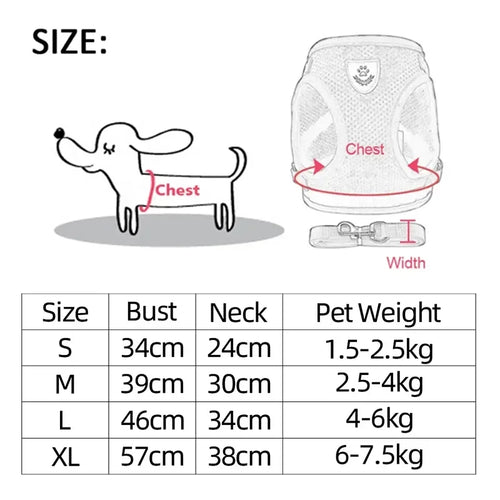Reflective Mesh Dog Harness Vest | No-Choke Adjustable Pet Leash Set