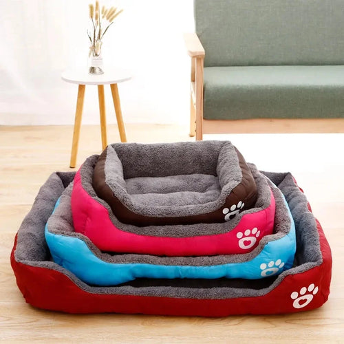 Large Warm Plush Dog Bed for Small, Medium & Large Dogs & Cats – Soft Cozy Square Pet Bed