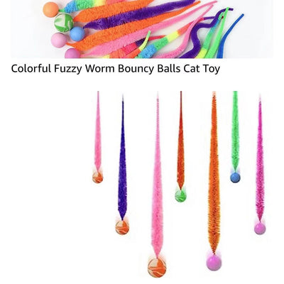 Interactive Cat Toy Ball – Colorful Bouncing Worm Teaser for Indoor Cats