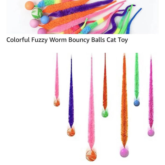 Interactive Cat Toy Ball – Colorful Bouncing Worm Teaser for Indoor Cats