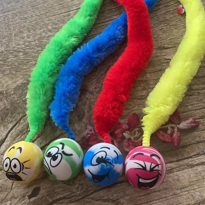 Interactive Cat Toy Ball – Colorful Bouncing Worm Teaser for Indoor Cats