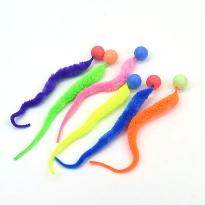 Interactive Cat Toy Ball – Colorful Bouncing Worm Teaser for Indoor Cats