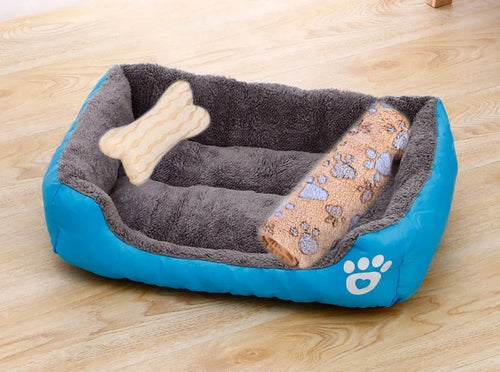 Large Warm Plush Dog Bed for Small, Medium & Large Dogs & Cats – Soft Cozy Square Pet Bed