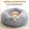 Soft Pet Cat Bed Pad Plush Warm Faux Fur dog Calm Bed Donut Round Bed Comfortable Sleeping Washable for Small Medium Dog and Cat