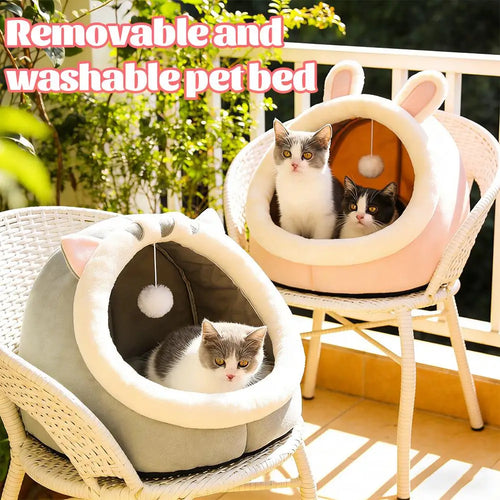 Self-Warming Pet Tent Cave Bed for Cats & Small Dogs – Cozy Foldable Sleeping Bed with Removable Washable Cover