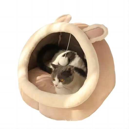 Self-Warming Pet Tent Cave Bed for Cats & Small Dogs – Cozy Foldable Sleeping Bed with Removable Washable Cover