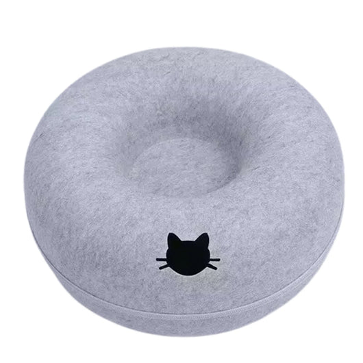 Interactive Donut Cat Bed & Tunnel – Felt Cat House Toy