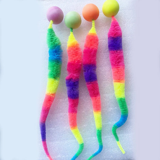 Interactive Cat Toy Ball – Colorful Bouncing Worm Teaser for Indoor Cats