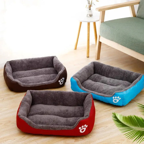 Large Warm Plush Dog Bed for Small, Medium & Large Dogs & Cats – Soft Cozy Square Pet Bed