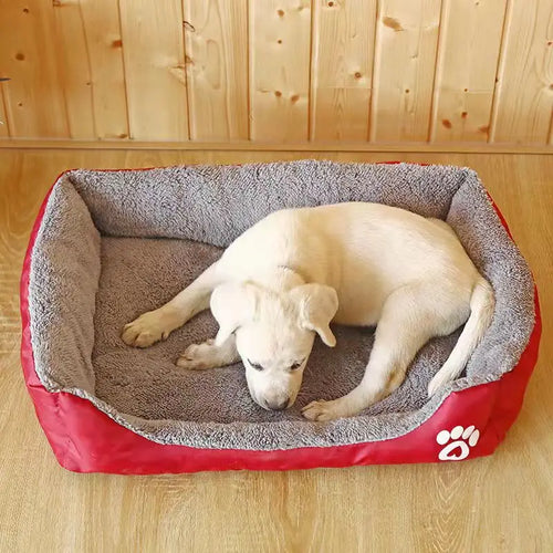 Large Warm Plush Dog Bed for Small, Medium & Large Dogs & Cats – Soft Cozy Square Pet Bed