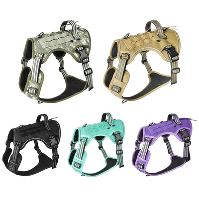 Tactical No-Pull Dog Harness for Medium Large Dogs Reflective Adjustable Outdoor Dog Vest Durable Training Harness