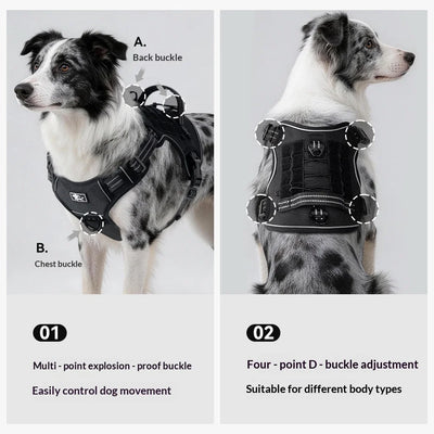 Tactical No-Pull Dog Harness for Medium Large Dogs Reflective Adjustable Outdoor Dog Vest Durable Training Harness