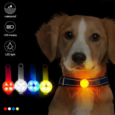 LED Pet Tracking Luminous Pendant Bright Ligh Dogs Collars Dog Wear Loss Weatherproof LED Safety Light USB Rechargeable Safety
