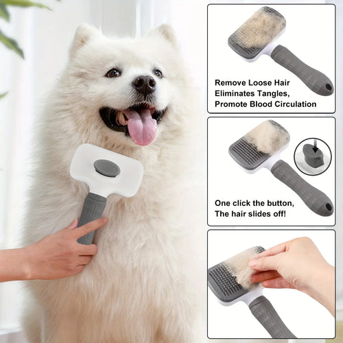 Self-Cleaning Pet Slicker Brush for Dogs & Cats