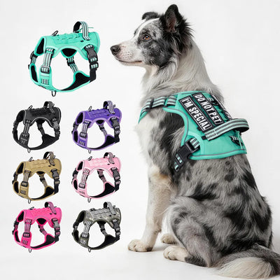 Tactical No-Pull Dog Harness for Medium Large Dogs Reflective Adjustable Outdoor Dog Vest Durable Training Harness