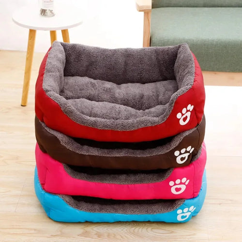 Large Warm Plush Dog Bed for Small, Medium & Large Dogs & Cats – Soft Cozy Square Pet Bed