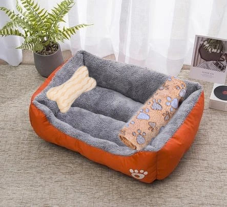 Large Warm Plush Dog Bed for Small, Medium & Large Dogs & Cats – Soft Cozy Square Pet Bed