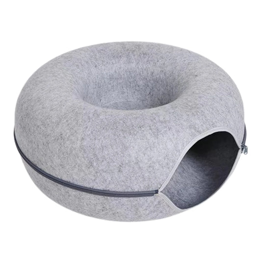 Interactive Donut Cat Bed & Tunnel – Felt Cat House Toy