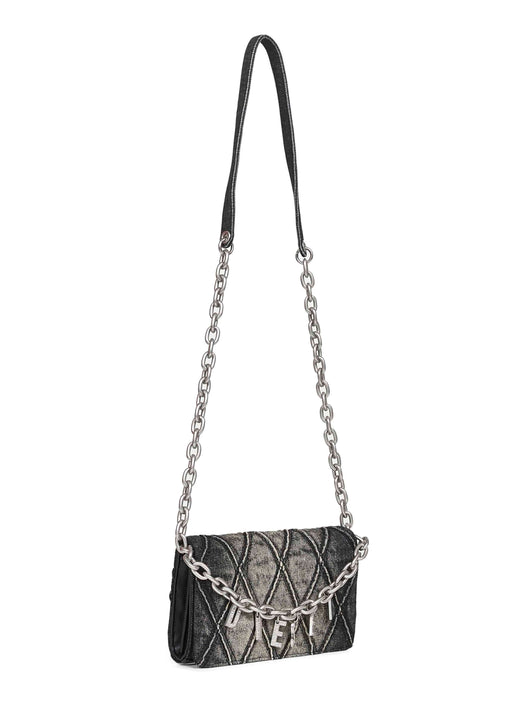 Diesel Women Black Charm-D Wallet Strap Wallet On Chain