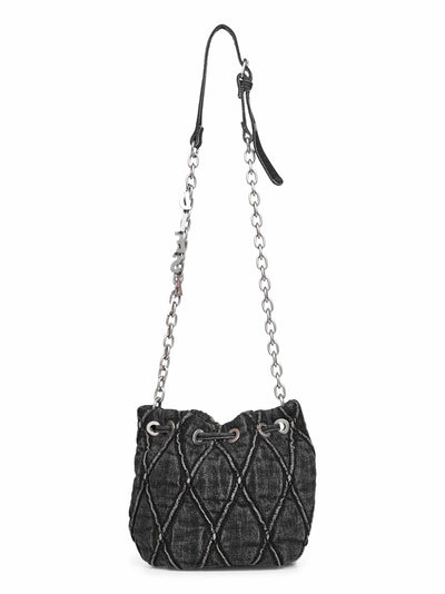 Diesel Women Black Charm-D Bucket S Crossbody Bag
