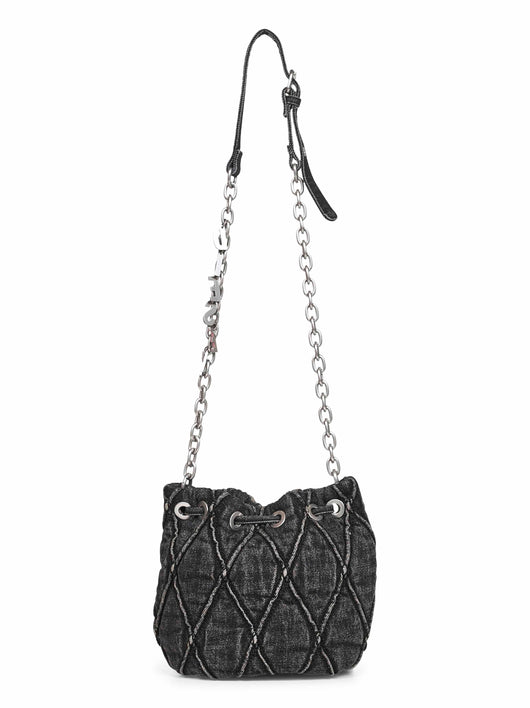 Diesel Women Black Charm-D Bucket S Crossbody Bag