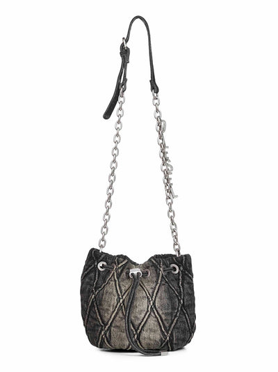 Diesel Women Black Charm-D Bucket S Crossbody Bag