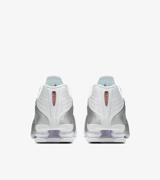 Nike Shox R4 White and Metallic Silver