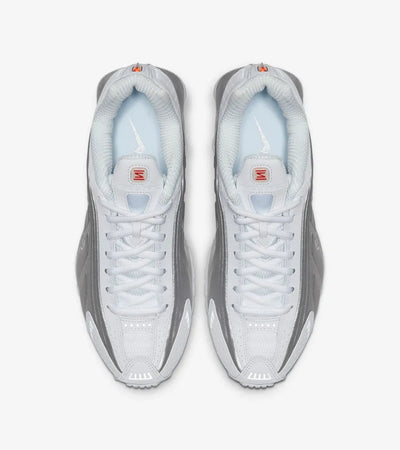 Nike Shox R4 White and Metallic Silver