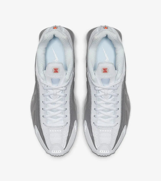 Nike Shox R4 White and Metallic Silver
