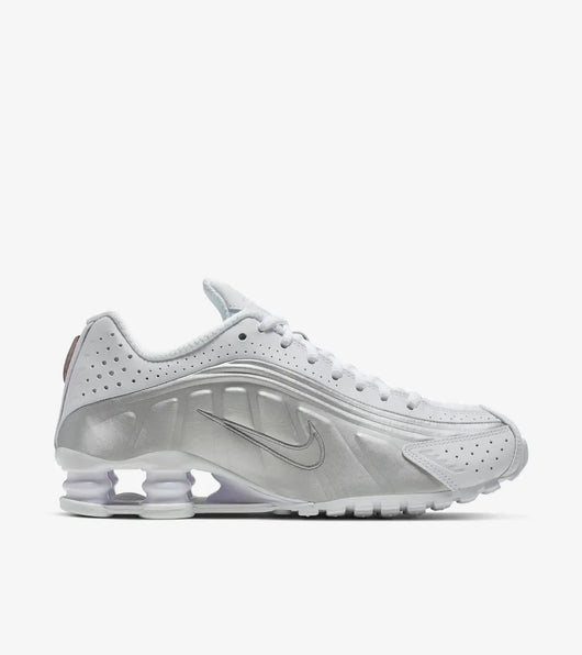 Nike Shox R4 White and Metallic Silver