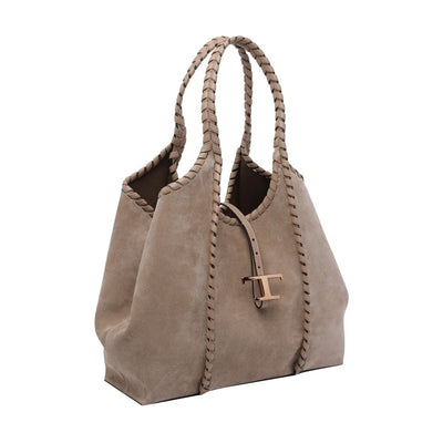 Tod's Women Medium Suede T Timeless Shopping Bag