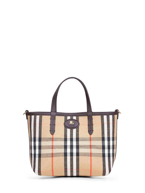 Burberry Women Brown And Beige Bloomsbury Mini Reversible Tote Bag