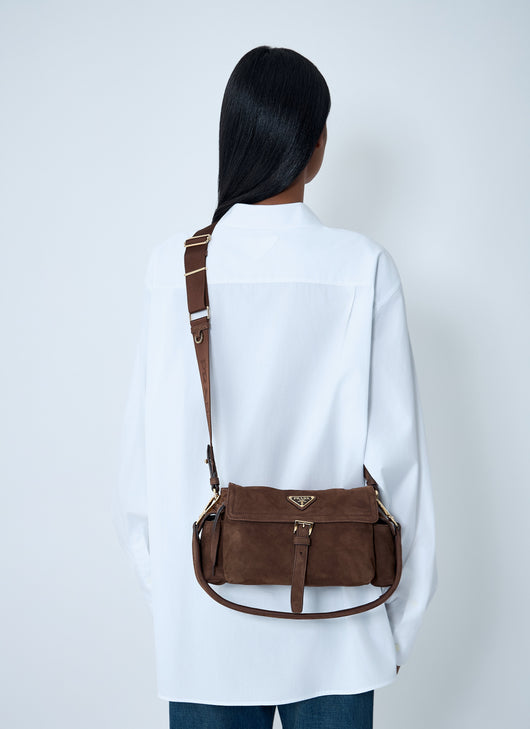 Prada Women Suede Explore Crossbody Bag